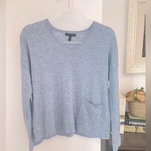 Eileen Fisher Fine Tencel-Alpaca Topstitch V-neck Pullover Sweater XS excellent